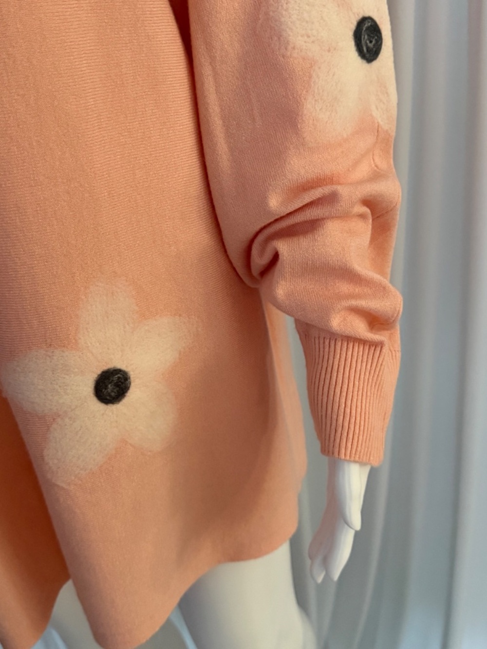Nina Leonard Soft Floral Tunic Sweater 1X NWOT Peach Lightweight - Picture 8 of 16